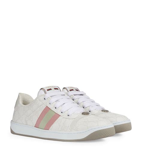 gucci white leather sneakers|Gucci screener sneakers women's.